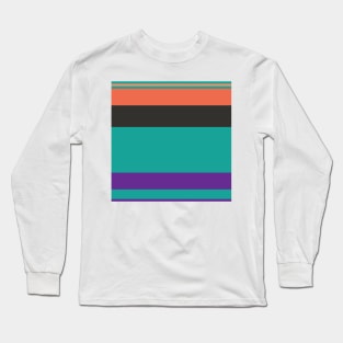 A remarkable medley of Light Red Ochre, Faded Orange, Christmas Purple, Persian Green and Dark Grey stripes. Long Sleeve T-Shirt